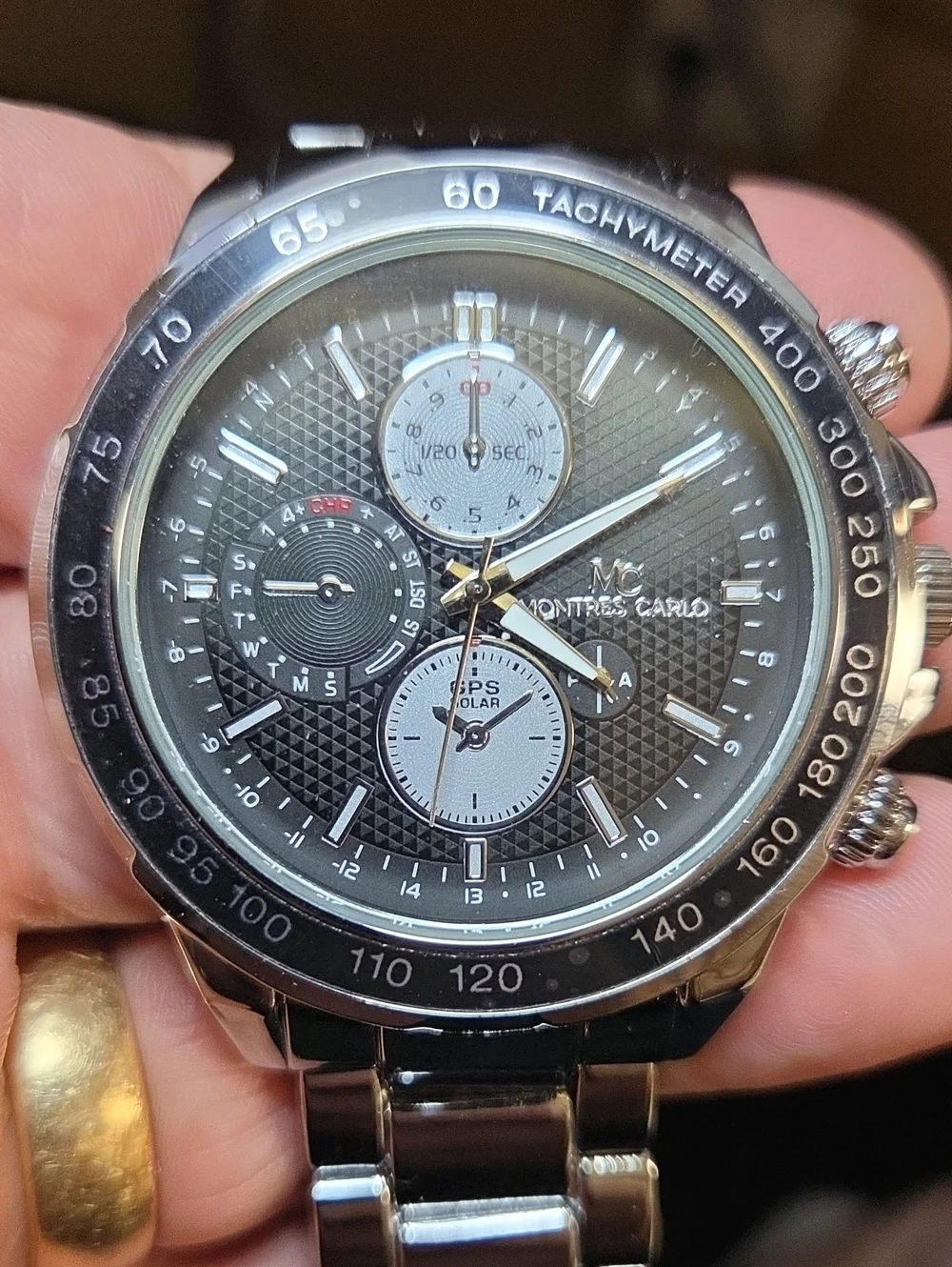 Men's Stainless Steel Chronograph Watch - Black